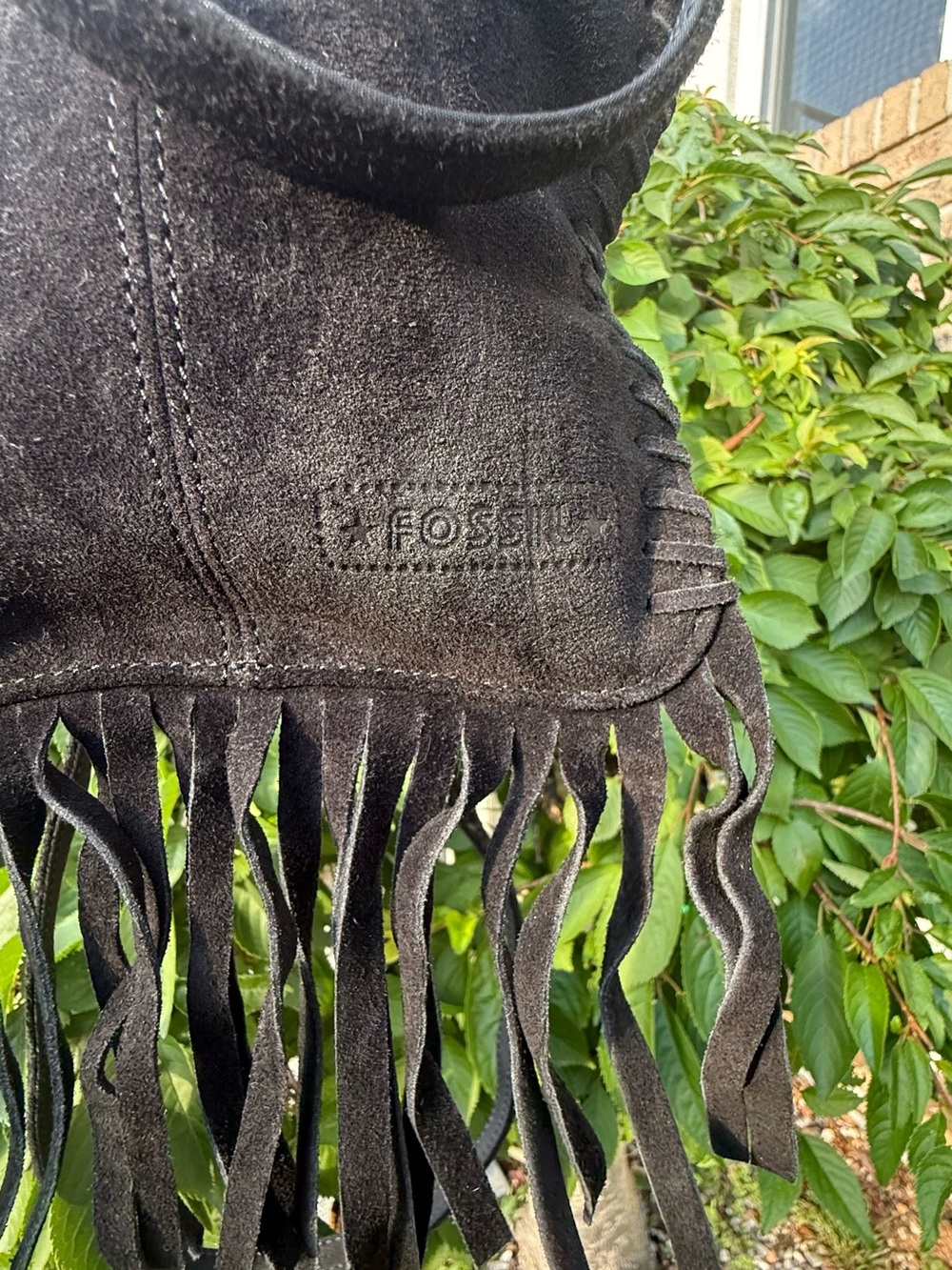 Fossil Vintage Y2K Zebra Print Fringe Crossbody Bag Brown Boho Festival Purse - Picture 2 of 5